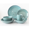 16PC Reactive Glazed Blue Dinner Sets